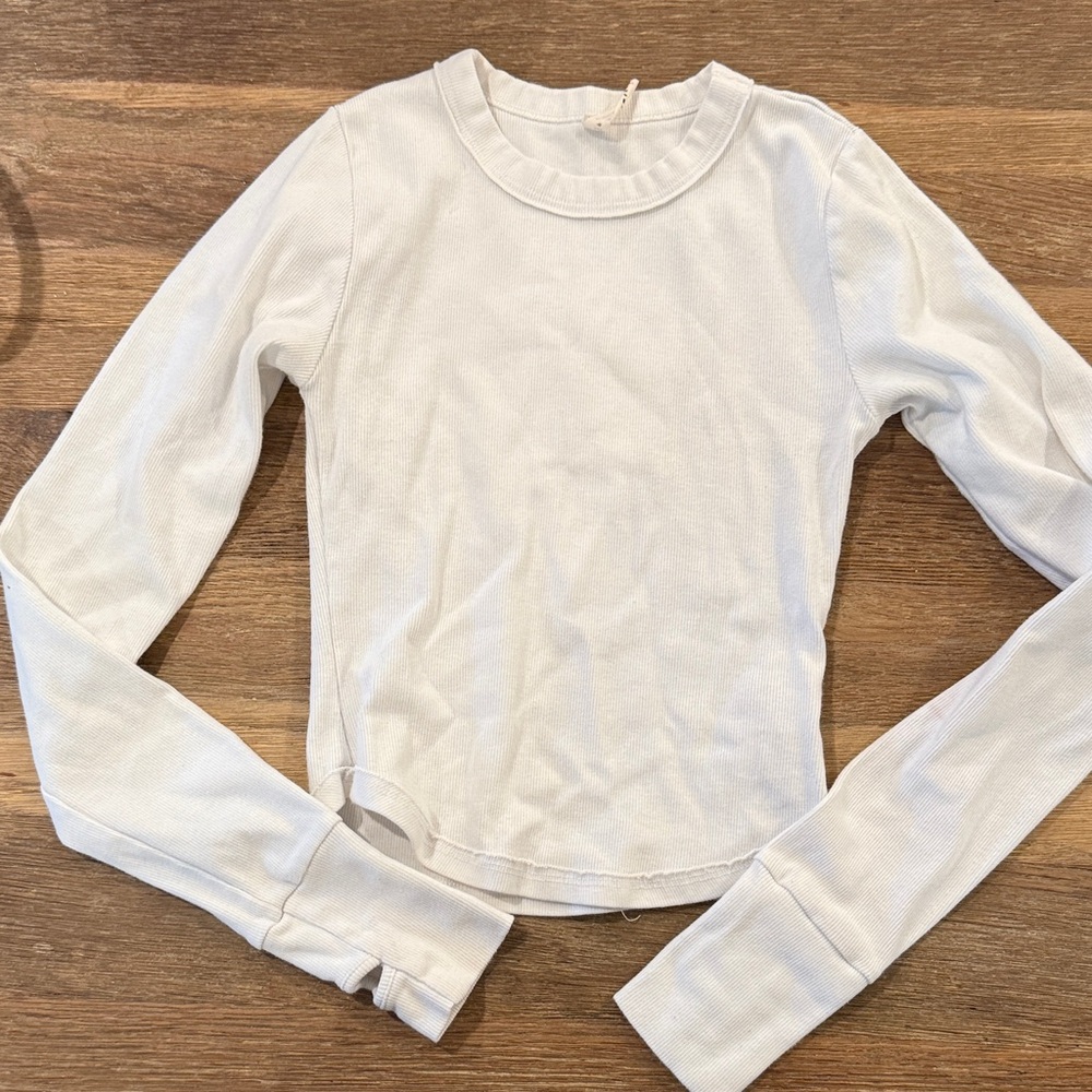 FP Movement White Ribbed Long Sleeve Top
